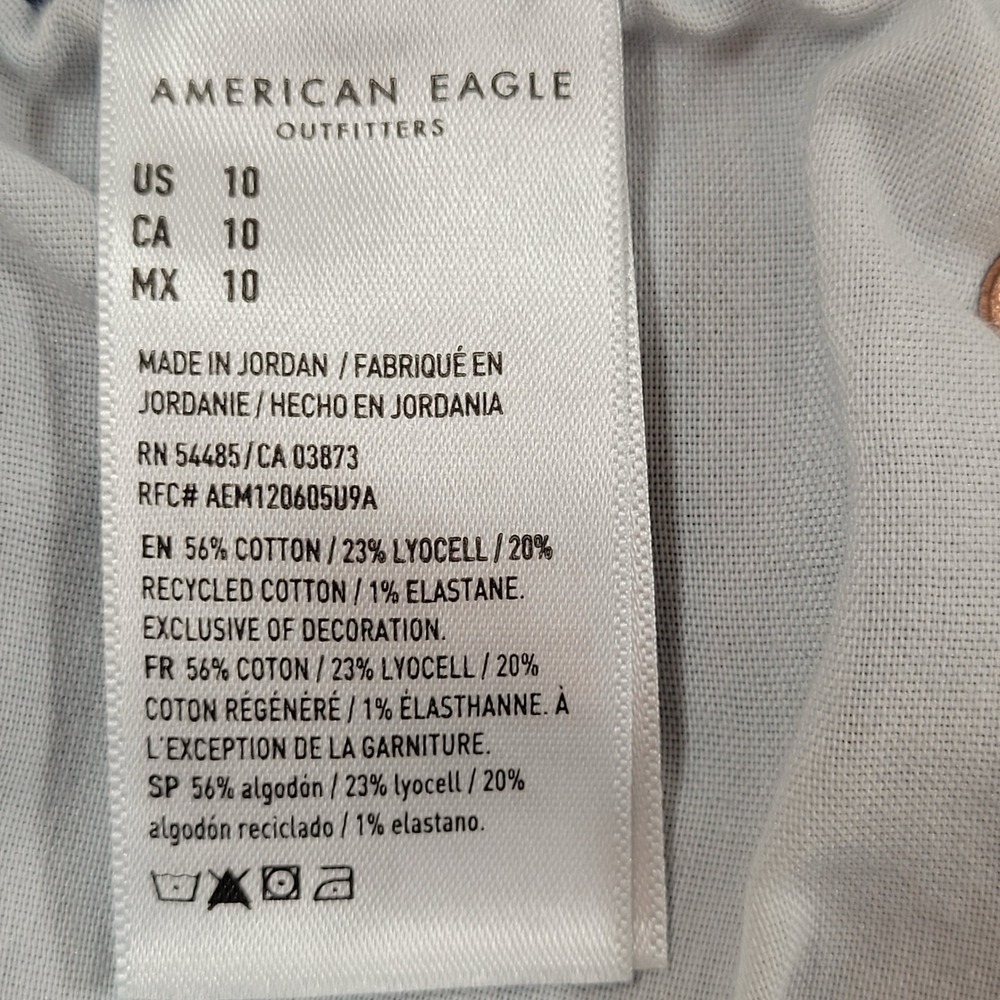 NWOT American Eagle Jort Short Women 10 Blue Excellent Stretch Denim Medium Wash - Picture 7 of 8